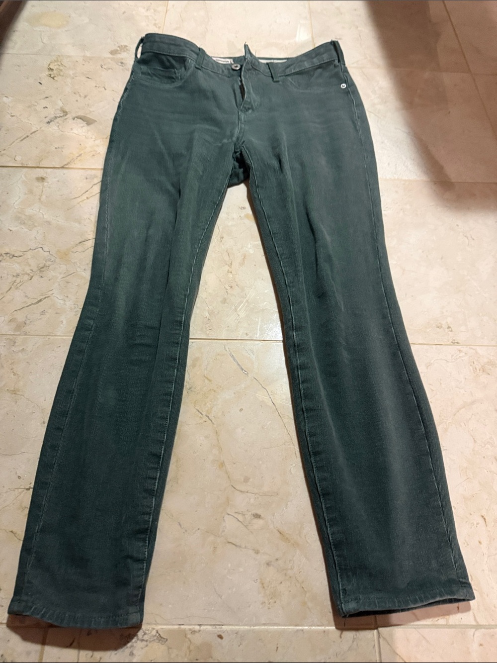 Anthropology Women's Dark Green Straight-Leg corduroy stretchy